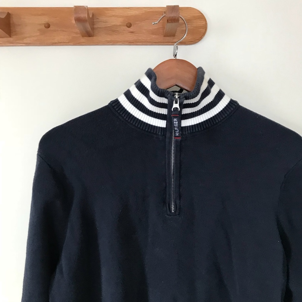 Tommy Hilfiger 06 Striped Collar 1/4 Zip Sweater